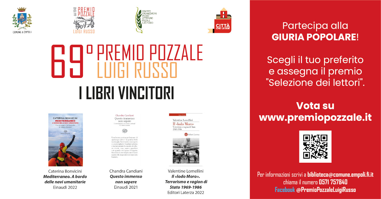 sessantottesimo premio Pozzale. Luigi Russo. Giuria popolare. Vota il tuo libro preferito. Vai sul sito www.premiopozzale.it ed esprimi la tua preferenza dal 30 novembre 2020 al 15 gennario 2021